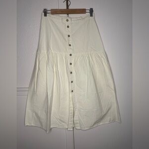 Free People Ivory Button-Down A-Line Skirt size 4